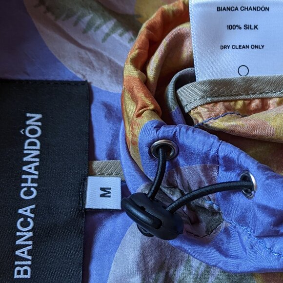 Bianca Chandon Silk Anorak Blue Floral Orange Roses Medium - Picture 4 of 7